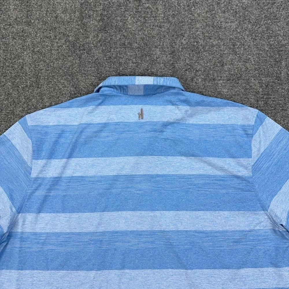 Johnnie-O Polo Shirt Mens XL Blue Striped Polyester Spandex Jersey Casual